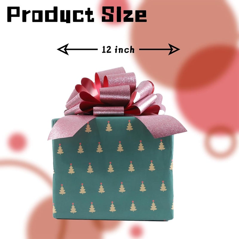 HCHENBOW 12" Large Pull Bows,2pcs Car Bows for Gift Wrapping, Christmas Party Birthday Gift Wedding Ribbon Bows for Bikes, Boxes or Flower Decorations, Valentine's Day Gift Decorations (Wine Red) - Image 3